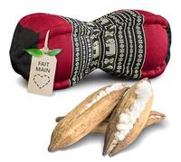 Livasia Coussin appuie-Nuque - Ø 13x43cm - Coussin cale-Nuque Forme de Papaye, Bolster de Sofa, Support de Lecture kapok, Jardin Balcon, Oreiller de Voyage Fait Main (Noir/Éléphants)