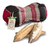 Livasia Coussin appuie-Nuque - Ø 13x43cm - Coussin cale-Nuque Forme de Papaye, Bolster de Sofa, Support de Lecture kapok, Jardin Balcon, Oreiller de Voyage Fait Main (Rouge/Noir)