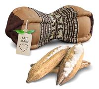 Livasia Coussin appuie-Nuque - Ø 13x43cm - Coussin cale-Nuque Forme de Papaye, Bolster de Sofa, Support de Lecture kapok, Jardin Balcon, Oreiller de Voyage Fait Main (Marron/Éléphants)