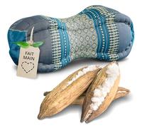 Livasia Coussin appuie-Nuque - Ø 13x43cm - Coussin cale-Nuque Forme de Papaye, Bolster de Sofa, Support de Lecture kapok, Jardin Balcon, Oreiller de Voyage Fait Main (Bleu Clair)