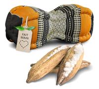 Livasia Coussin appuie-Nuque - Ø 13x43cm - Coussin cale-Nuque Forme de Papaye, Bolster de Sofa, Support de Lecture kapok, Jardin Balcon, Oreiller de Voyage Fait Main (Noir/Orange)