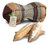 Livasia Coussin appuie-Nuque - Ø 13x43cm - Coussin cale-Nuque Forme de Papaye, Bolster de Sofa, Support de Lecture kapok, Jardin Balcon, Oreiller de Voyage Fait Main (Marron)