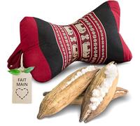 livasia Coussin appuie-Nuque - Ø 15x32cm - Coussin cale-Nuque Forme d’os, Traversin de Sofa, Support de Lecture kapok, Jardin Balcon, Oreiller de Voyage Fait Main (Rouge/Éléphants)