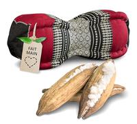 Livasia Coussin appuie-Nuque Coussin Papaye - Ø 13x43cm - Coussin cale-Nuque Forme de Papaye, Coussin de Sofa, Coussin de Lecture kapok, Jardin Balcon, Coussin de Voyage Fait Main (Noir/Rouge)