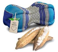 Livasia Coussin appuie-Nuque Coussin Papaye - Ø 13x43cm - Coussin cale-Nuque Forme de Papaye, Coussin de Sofa, Coussin de Lecture kapok, Jardin Balcon, Coussin de Voyage Fait Main (Bleu)