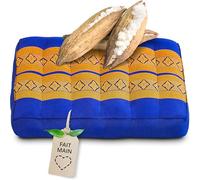 Livasia Coussin d’Assise Petite Taille - 35x35x6cm - Coussin de Sol intérieur/extérieur, méditation Yoga, Coussin de Chaise Meuble Palette, Coussin surpiqué Garniture Chaise Banc (Bleu/Jaune)