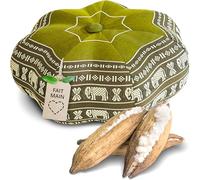 Livasia Coussin de méditation étoile - Ø 30x15cm - Coussin de Yoga kapok, Pouf, Coussin de Sol en Yoga Zen méditation, Coussin zafu Jardin Balcon, Coussin d’Assise Fait Main (Vert/Éléphants)