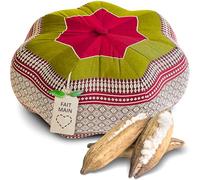 Livasia Coussin de méditation étoile Grande Taille - Ø 40x20cm - Coussin de Yoga kapok, Pouf, Coussin de Sol Yoga Zen méditation, Coussin zafu Jardin Balcon, Coussin d’Assise Fait Main (Rouge/Vert)