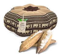 livasia coussin de méditation étoile grande taille - Ø40x20cm Coussin de yoga kapok, Pouf, Coussin de sol yoga zen méditation, Coussin zafu jardin balcon, Coussin d’assise fait main (Marron/Éléphants)