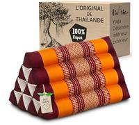 livasia Coussin de Soutien Dorsal à Motif - 30x50x30cm - Coussin Triangulaire pour Le Jardin, Coussin en biseau en kapok, Vegan et Fait Main, Coussin de méditation (Orange)