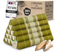 Livasia Coussin de Soutien Dorsal Ultra Haut - 38x55x35cm - Coussin Triangulaire pour Le Jardin et Le Balcon, Coussin en biseau en kapok, Faits Main, Coussin de méditation (Vert)