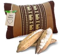 Livasia Coussin de Soutien Lombaire - 22×33×13 cm - Coussin Ferme en kapok Naturel 100%, Durable et indéformable, Soutien du Dos pour canapé, lit, Jardin et Balcon, Fait Main (Marron/Éléphants)