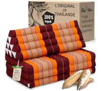 Livasia Coussin thaï 3 Blocs pour Couple XXL - 190x80x8cm - Coussin Triangulaire Matelas Pliable, Kapok Ultra Large, Coussin de Soutien Dorsal, Tapis thaï, Coussin de méditation (Orange)