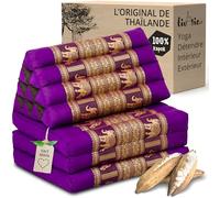 Livasia Coussin thaï 3 Blocs Soie thaï - 175x55x8cm - Coussin Triangulaire avec Matelas Pliable, Coussin de Soutien Dorsal Pliables, Tapis thaï Pliable, kapok Fait Main (Lilas/Éléphants Soie)