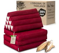Livasia Coussin thaï 3 Blocs uni - 175x50x8cm - Coussin Triangulaire Matelas Pliable, Coussin en biseau kapok, Coussins de Soutien Dorsal Pliable, Matelas thaï Pliable, Fait Main (Rouge Uni)