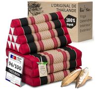 livasia Coussin thaï à 3 Blocs - 175x50x8cm - Coussin Triangulaire avec Matelas Pliable, Coussin en biseau kapok, Coussin de Soutien Dorsal Pliables, Tapis thaï Pliable, Fait Main (Rouge/Noir)