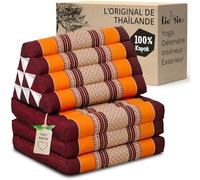 livasia Coussin thaï à 3 Blocs - 175x50x8cm - Coussin Triangulaire avec Matelas Pliable, Coussin en biseau kapok, Coussin de Soutien Dorsal Pliables, Tapis thaï Pliable, Fait Main (Orange)