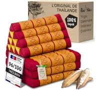 Livasia Coussin thaï à 3 Blocs - 175x50x8cm - Triangle avec Matelas Pliable, Biseau kapok, Coussin de Soutien Dorsal Pliables, Tapis thaï Pliable, Fait Main (Rouge/Jaune)
