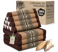 Livasia Coussin Thaï à 3 Blocs - 175x50x8cm - Triangulaire Avec Matelas Pliable, en Biseau Kapok, Soutien Dorsal, Tapis Thaï Pliable, Fait Main (Marron/Éléphants)