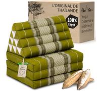 Livasia Coussin Thaï Pliable - 175x50x8cm - Triangulaire Matelas Biseau Kapok, Soutien Dorsal, Tapis Thaï Fait Main (Vert)