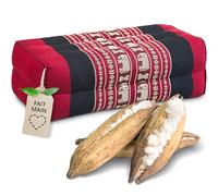 Livasia Coussin Yoga carré Bloc - 17x34x12cm - Coussin de méditation kapok, Coussin de Soutien Bolster rectangulaire, Accessoires Yoga Pilates Coussin cale-Nuque, Fait Main (Rouge/Éléphants)