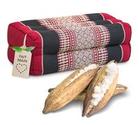 Livasia Coussin Yoga carré Bloc - 17x34x12cm - Coussin de méditation kapok, Coussin de Soutien Bolster rectangulaire, Accessoires Yoga Pilates Coussin cale-Nuque, Fait Main (Rouge/Noir)