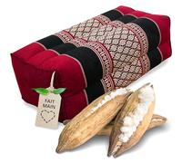 livasia Coussin Yoga carré Bloc - 17x34x12cm - Coussin de méditation kapok, Coussin de Soutien Bolster rectangulaire, Accessoires Yoga Pilates Coussin cale-Nuque, Fait Main (Rouge/Noir)