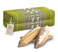 Livasia Coussin Yoga carré Bloc - 17x34x12cm - Coussin de méditation kapok, Coussin de Soutien Bolster rectangulaire, Accessoires Yoga Pilates Coussin cale-Nuque, Fait Main (Vert/Éléphants)