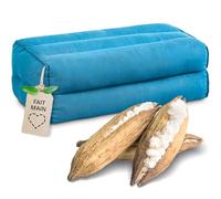 Livasia Coussin Yoga carré uni - 17x34x12cm - Coussin de méditation en kapok, Coussin de Soutien Bolster rectangulaire, Accessoires Yoga Coussin cale-Nuque, Coussin thaï Fait Main (Bleu Clair Uni)