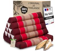 livasia Coussins thaï à 1 Bloc - 75x50x8cm - Coussin Triangulaire avec Coussin d’Assise, Coussin en biseau en kapok, Coussin de Soutien Dorsal Pliable, Tapis thaï Pliable, Fait Main (Rouge Rubis)
