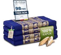 Livasia Matelas Pliable Durable en kapok - 200x80x8cm - Lit d’invité avec de la Soie thaï, Matelas pour camionnette, Tapis de Yoga, Chaise Longue Jardin et Balcon (Bleu/Éléphants Soie)