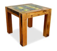 Livasia Table Basse en Teck | Petite Table en Bois | Table d'appoint en Teck | Multicolore | Nature | Production Artisanale | Fabriqué à la Main | Origine : Java (coloré)