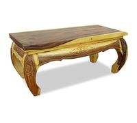 Livasia Table d’Opium en Bois Massif - 80x40x35cm - Table d’appoint en Bois sculpté à la Main en Thaïlande, Durable et intemporelle, Donne du Style dans Le Salon (Nature)