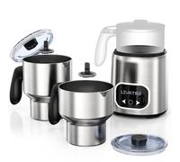Livatro Mousseur à lait électrique double gobelet 600 ml et 400 ml, mousseur à lait à induction sans combustion, passe au lave-vaisselle avec fonction mémoire, pour mousse chaude/froide et chocolat