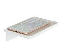 LIVBETOR Étagère murale autocollante - 1 petite étagère murale en acrylique transparent Wonder Shelf - Support pour téléphone portable, étagère pour salle de bain, cuisine, toilettes, bureau - Blanc