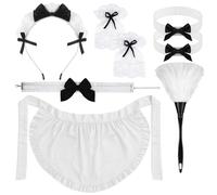 Livdouyu Ensemble de tabliers de cuisine pour femme - Vintage - Tablier de serveuse - Blanc - Réglable - Avec poches - Pour Halloween, barbecue, cuisine, salon