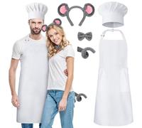 Livdouyu tablier de chef - Costume de ratatouille - Tablier réglable - Pour homme et femme - Blanc - Cuisine, restaurant