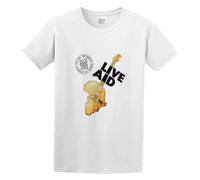 Live Aid 1985 Logo Rock Music Concert Casual Round Neck T Shirt White M