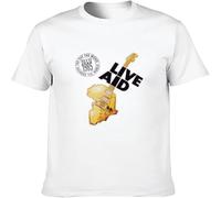 Live Aid 1985 Logo Rock Music Concert T-Shirt Men Round Neck Clothing White XL