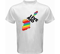Live Aid Band Aid Music Festival T-Shirt Short Sleeve Top Graphic Tee Printed T-Shirt for Men White XL