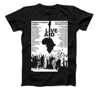 Live Aid Concert Music Gig Event Live 1985 Wembley 80s Gift Tee Black T Shirt