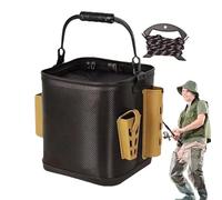 Live Bait Bucket - Waterproof EVA Fish Container With Double Zipper, Lightweight Rod Holder Lure Bag | Suitable For Camping, Hiking, Outdoor Boating, Fishing, Angler Storage, Portable Holder, Tackle