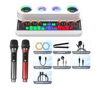 Live Broadcast Sound Card Au-dio Integrated Machine Home KTV Device Colorful Change of Voice With Mic for Phone Artistes et groupes(S20 White Package 2)