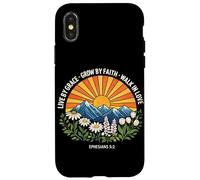 Live by Grace Grow by Faith Walk in Love Religion chrétienne Coque pour iPhone X/XS