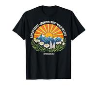 Live by Grace Grow by Faith Walk in Love Religion chrétienne T-Shirt