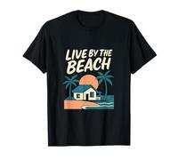 Live by The Beach Cottage & Palm Trees Summer Vibes T-Shirt