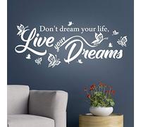 Live Dreams Sticker mural en vinyle avec citation pour la famille, la cuisine, la maison, le salon, la décoration en vinyle, les transferts de rêve, les lettres de rêve, les pochoirs ispirationnels
