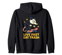 Live Eat Trash - Possum de Patineur Amusant pour Les Amateurs d'opossum Sweat à Capuche