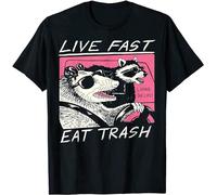 Live Fast Eat Trash and Get Hit by A Car Sunset Raccoon Men's T-Shirt Unisex Tee Black L