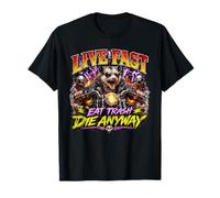 Live Fast Eat Trash Funny Opossum Biker Shirt - Retro Possum T-Shirt